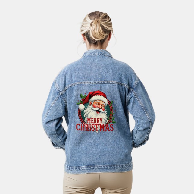 Vintage Weihnachts-Illustration Jeansjacke (Modell)