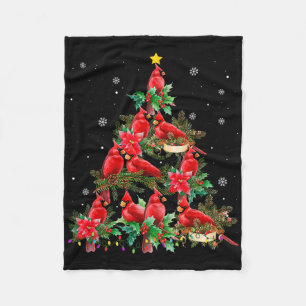 Vintage-Weihnachts-Kardinalvögel-Baumlichter Lusti Fleecedecke