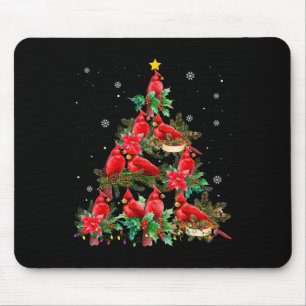 Vintage-Weihnachts-Kardinalvögel Baumlichter Lusti Mousepad