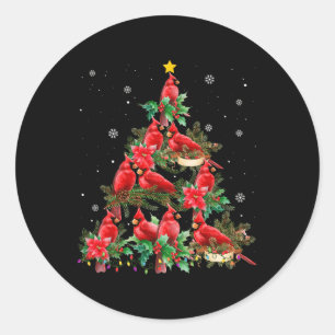 Vintage-Weihnachts-Kardinalvögel Schneefall Weihna Runder Aufkleber
