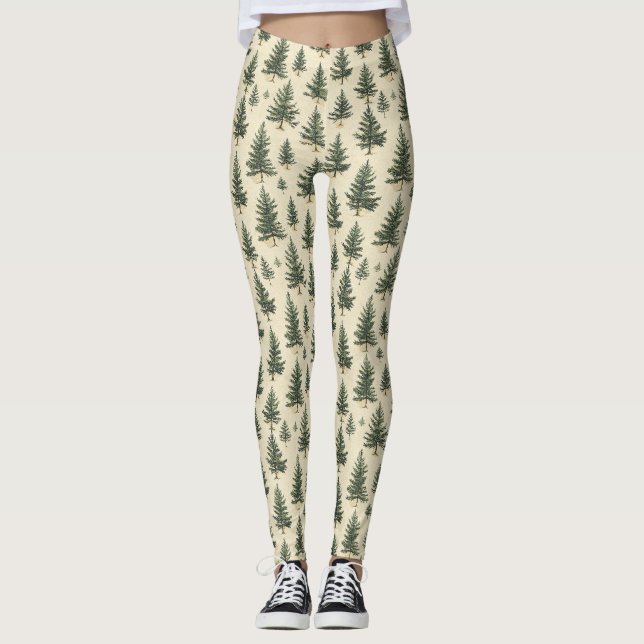 Vintage-Weihnachts-Kiefernmuster (3) Leggings (Vorderseite)