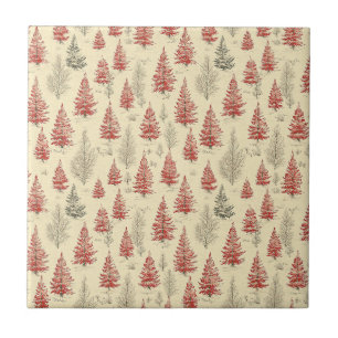 Vintage-Weihnachts-Kiefernmuster Fliese
