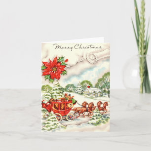 Vintage-Weihnachts-Kutschenkarte Karte