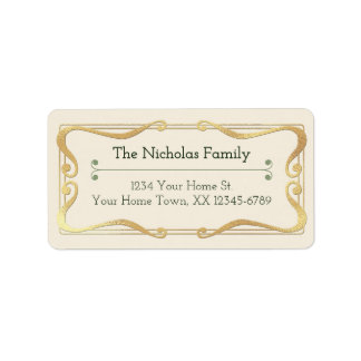Vintage-Weihnachts-Laune Gold Vorbedruckte Adresse Adressaufkleber