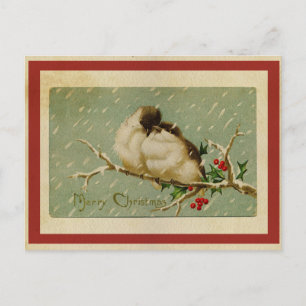 Vintage Weihnachts-Liebespärchen Postkarte