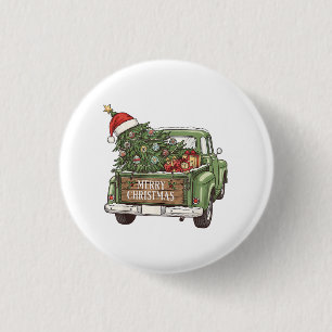 Vintage-Weihnachts-Lkw Frohe Weihnachten Männer Fr Button