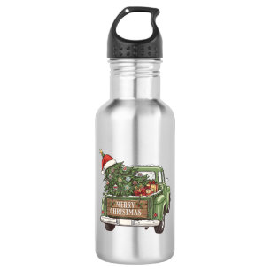 Vintage-Weihnachts-Lkw Frohe Weihnachten Männer Fr Edelstahlflasche