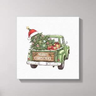Vintage-Weihnachts-Lkw Frohe Weihnachten Männer Fr Leinwanddruck