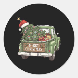 Vintage-Weihnachts-Lkw Frohe Weihnachten Männer Fr Runder Aufkleber