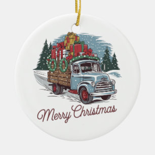 Vintage-Weihnachts-LKW Keramik Ornament