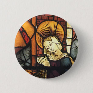 Vintage-Weihnachts-Nativitäts-Szene in Buntglas Button