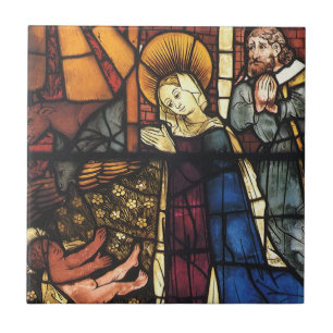 Vintage-Weihnachts-Nativitätsdarstellung in Buntgl Fliese