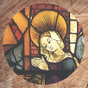 Vintage-Weihnachts-Nativitätsszene in Buntglas Runder Aufkleber