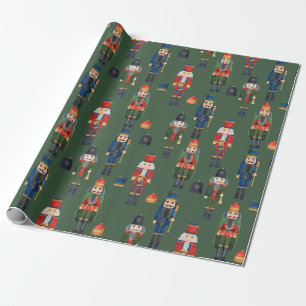 Vintage-Weihnachts-Nussknacker Grün Geschenkpapier