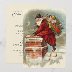Vintage-Weihnachts-Open-House-Party Santa Claus Einladung