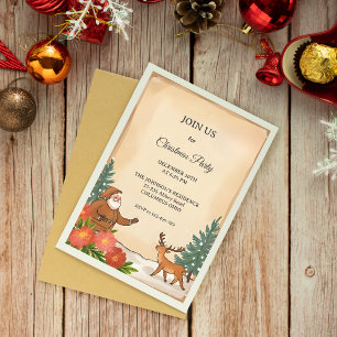 Vintage Weihnachts-Party HandGezeichnet Urlaub Einladung