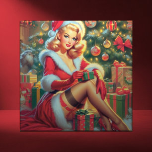 Vintage-Weihnachts-Pin-Up Fliese
