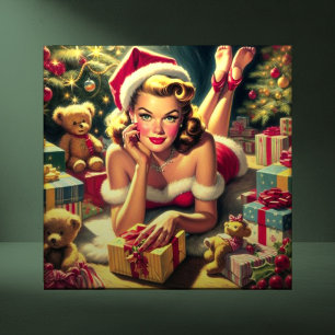 Vintage-Weihnachts-Pin-Up Fliese