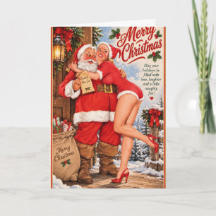 Vintage Weihnachts-Pin-Up mit Santa Karte