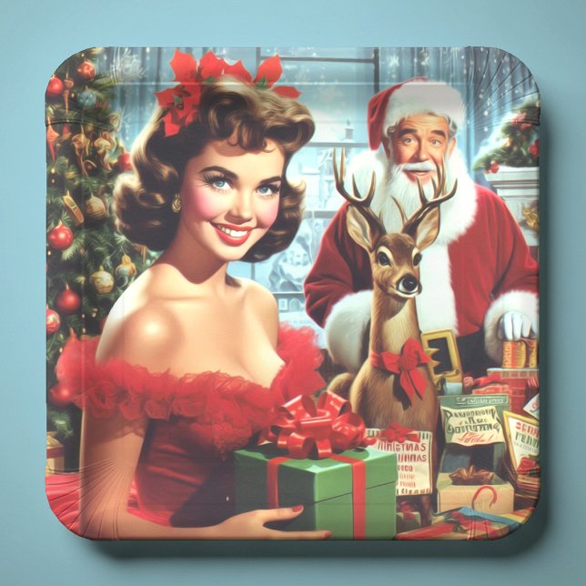 Vintage-Weihnachts-Pin-up Pappteller (Von Creator hochgeladen)