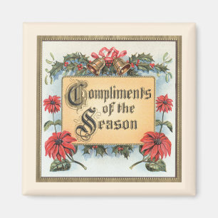 Vintage-Weihnachts-Poinsettien in einem verzierten Magnet