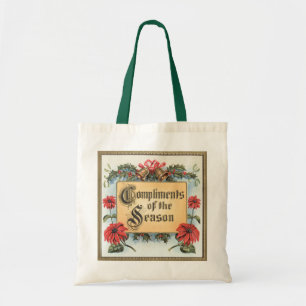 Vintage-Weihnachts-Poinsettien in einem verzierten Tragetasche
