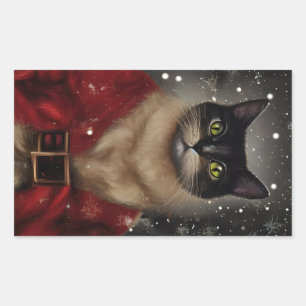 Vintage-Weihnachts-Santa-Cat-Aufkleber Rechteckiger Aufkleber