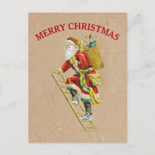 Vintage-Weihnachts-Santa-Claus-Kraft-Braunpapier Feiertagspostkarte