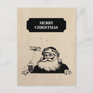 Vintage-Weihnachts-Santa-Claus-rustikale-Illustrat Feiertagspostkarte