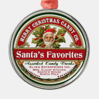 Vintage-Weihnachts-Santa-Schmuck Zuckerwaren Favor Silbernes Ornament