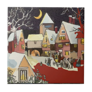 Vintage-Weihnachts-Schnee-Kacheln Fliese