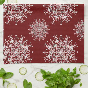 Vintage Weihnachts-Schneeflocken Roter Blizzard-Mu Küchentuch