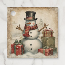Vintage-Weihnachts-Schneemann Geschenkanhänger