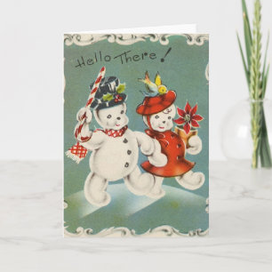 Vintage-Weihnachts-Schneemann-Grußkarte Feiertagskarte