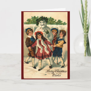 Vintage-Weihnachts-Schneemann-Winter Karte