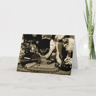 Vintage-Weihnachts-Sepia-Foto-Urlaubskarte Feiertagskarte