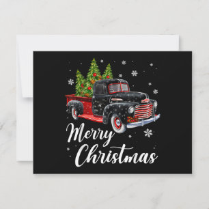 Vintage-Weihnachts-Shirt-Baum auf rotem Auto-LKW Feiertagskarte