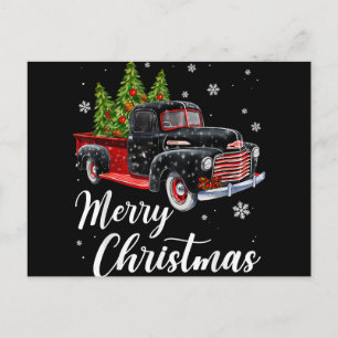 Vintage-Weihnachts-Shirt Baum auf rotem Auto-LKW Feiertagspostkarte