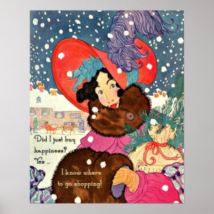Vintage Weihnachts-Shoppingliebhaber Poster