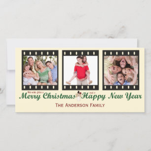 Vintage Weihnachts-Snowman-Fotokarte Feiertagskarte