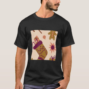 Vintage-Weihnachts-Socken-Wrap-Muster Lustig T-Shirt