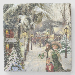 Vintage Weihnachts-Spaß Fine Art Steinuntersetzer