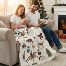 Vintage-Weihnachts-Spielzeug Muster Fleece-Decke