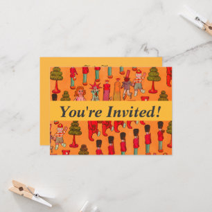 Vintage-Weihnachts-Spielzeugparade 1907 Puck-Magaz Einladung