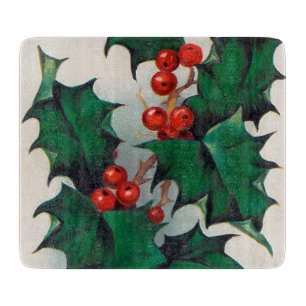 Vintage-Weihnachts-Stechpalme Glas-Schneidbrett Schneidebrett