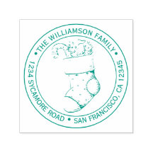 Vintage Weihnachts-Strumpf Rücksendeadresse Grün