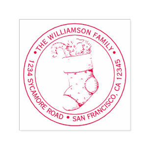 Vintage Weihnachts Strumpf Rücksendeadresse Rot Permastempel