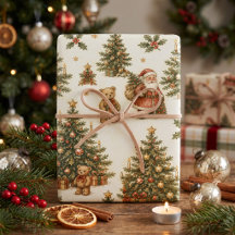 Vintage-Weihnachts-Toile-Heiliger-Nikolaus-Dorf-Em