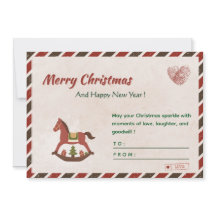 🎄🌸Vintage-Weihnachts- und Neujahrs-Karte mit Pfe