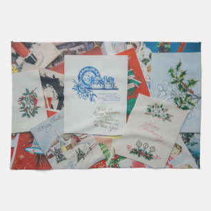 Vintage-Weihnachts- und Neujahrs-Karten Küche Geschirrtuch